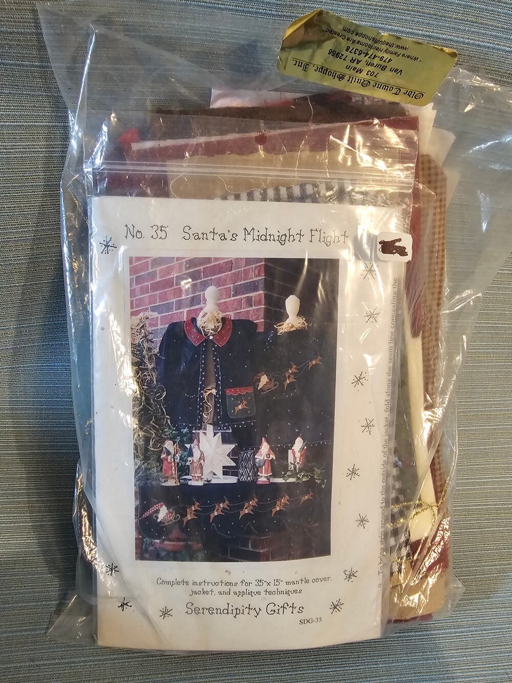 Serendipity Gifts Applique Kit #35 Santa's Midnight Flight Mantle Cover